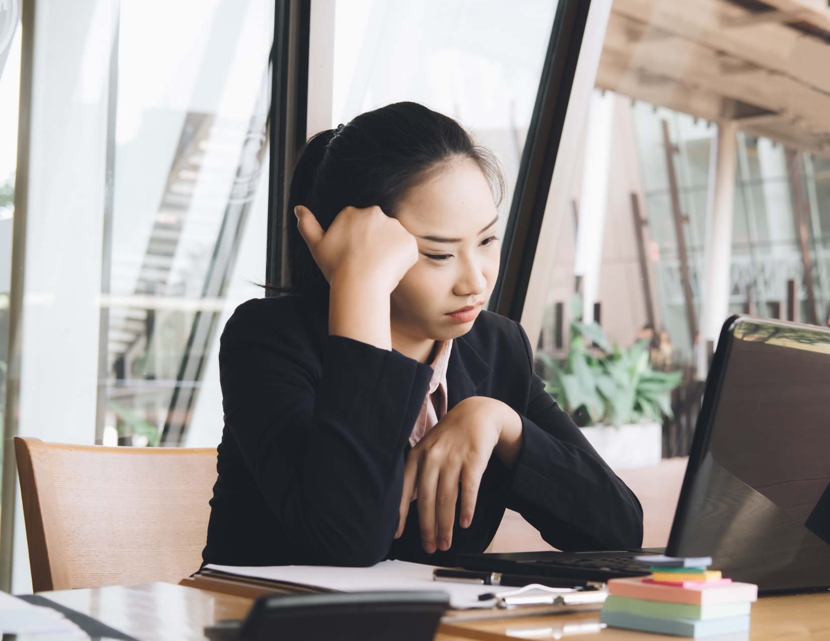 Woman stressed at work